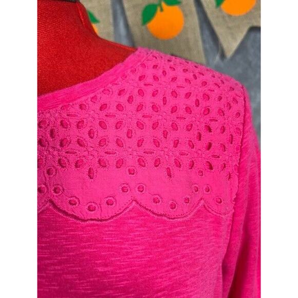 Croft & Barrow Shirt Women's XL Crochet Pink Knit Top Shortsleeve Blouse Tee - Picture 3 of 7